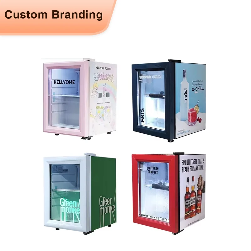 Meisda SC21 counter top commercial display fridge 21L portable mini bar cooler with brand sticker glass door