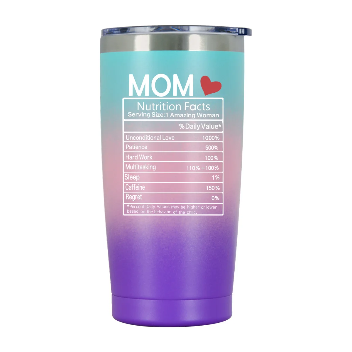 MOM Nutrition Facts Mothers Day Gifts Mug 20OZ Car Cup Thermos Cup Stainless Steel Tumbler