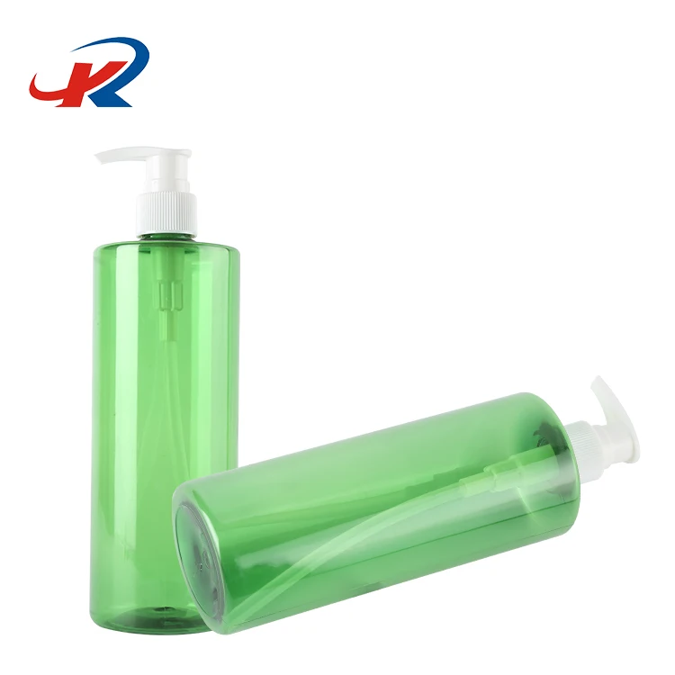 
Factory price cosmetic packaging green plastic 500ml flat shoulder pump bottle 