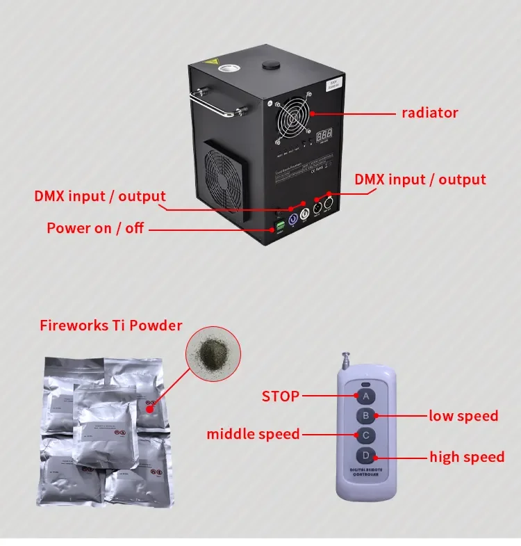 spin cool spark fireworks sparkler machine 750w 600w wireless stage equipment cold spark machine