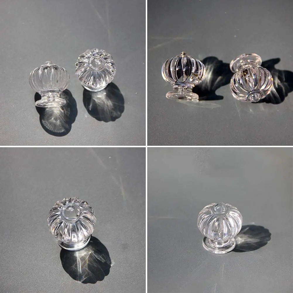 Acrylic Cabinet Knobs Pumpkin Shape Drawer Pull Handle Knobs with Clear Screws for Kitchen Furniture Dresser Decoration