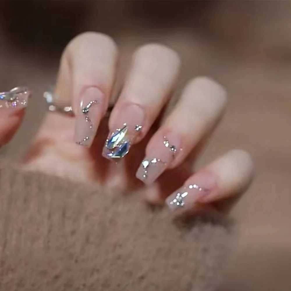 Wholesale Custom Logo French Style High Quality Acrylic Artificial Fake Nail Design Women Extension Long False Nails Tips