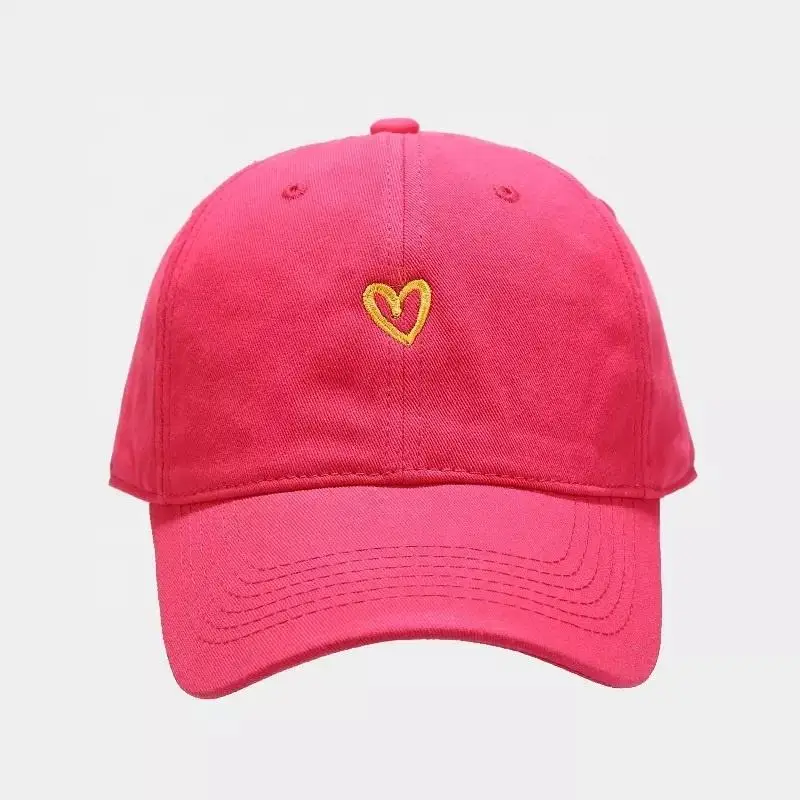 Factory wholesale spring cotton soft top simple small love embroidered baseball cap solid color couple visor
