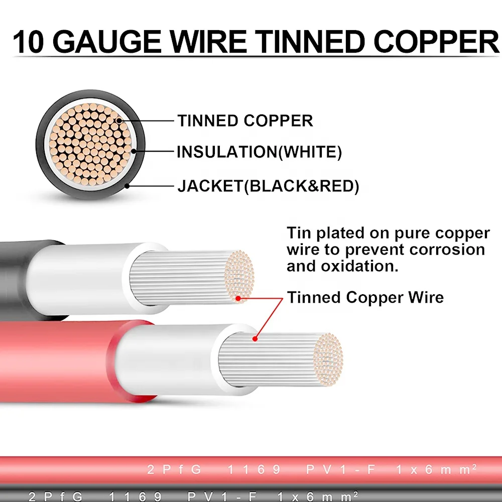 Оптовая продажа низкая цена 10Awg Pv1F 2x6 мм2 6