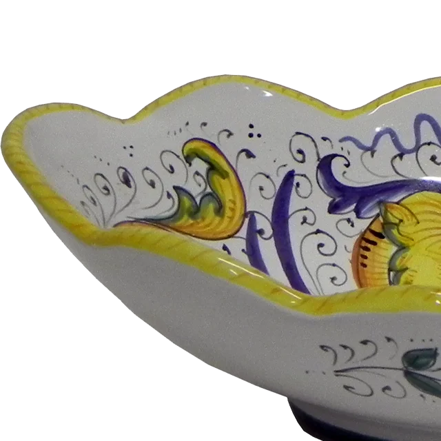 30CM / 11.8IN CERAMIC OVAL BOWL WITH RENAISSANCE RAFFAELLO DESIGN HANDMADE IN ITALY
