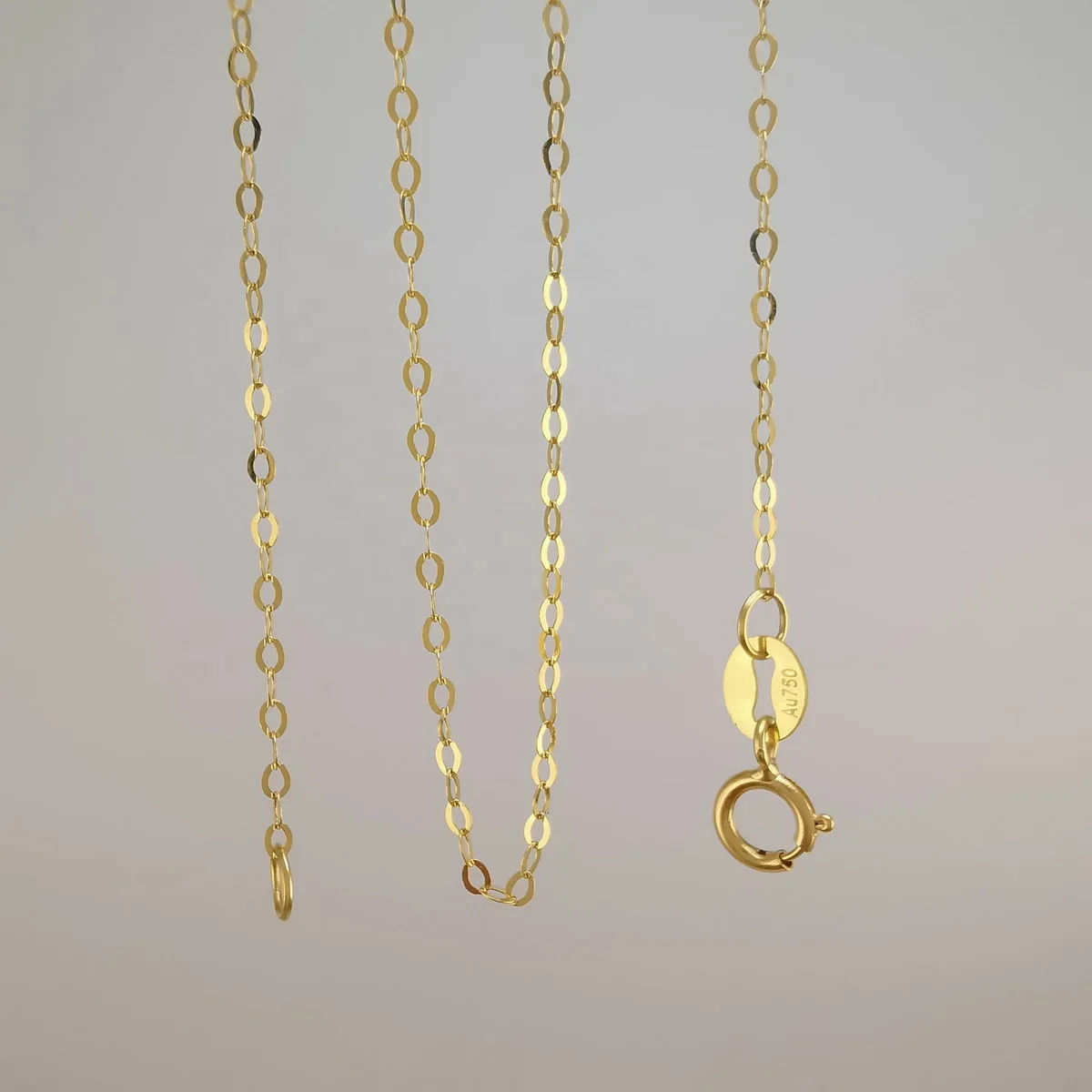 
Genuine 18K solid real gold chain necklace O shape cross AU750 necklace fully gold chain 