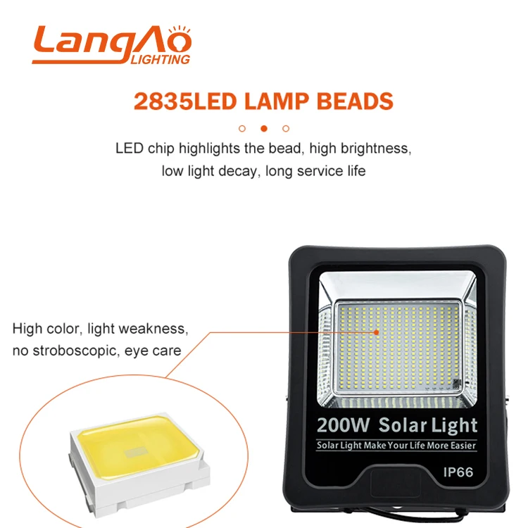 IP65 Long Distance Outdoor Commercial Focus Floodlight 200w 300w 400w 500w Solar Powered Led Chip Flood Light