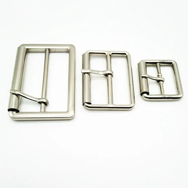 Metal alloy buckle with pin, metal pin buckle with roller bar
