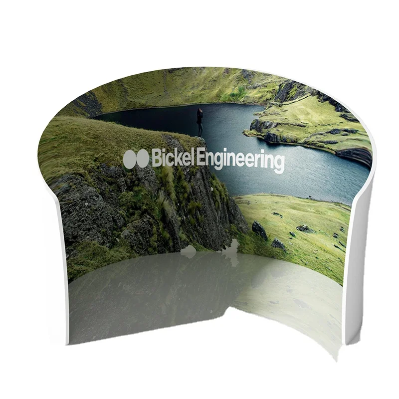 Semi Circle Shape curved fabric exhibition booth fold up stretch green screen backdrops