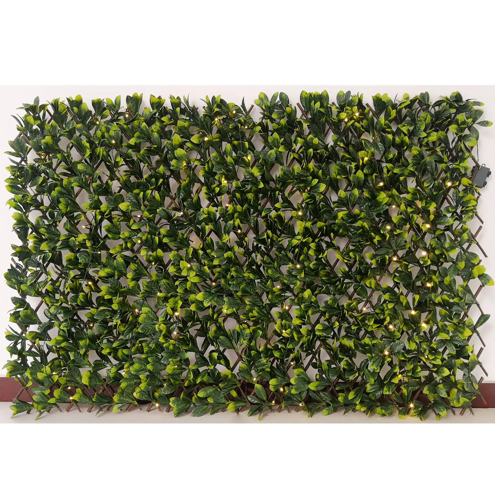 Faux Laurel Plastic Green Artificial Hedge Fence ivy Leaf Privacy expandable trellis Fence with light for garden