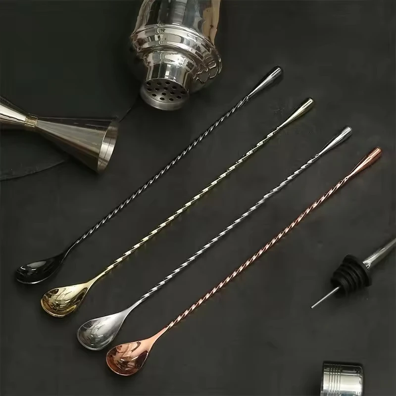 Hot sell Stainless Steel Bar Cocktail Mixing Spoon Stirrers Cocktail Shaker Spoon With Twist Handle
