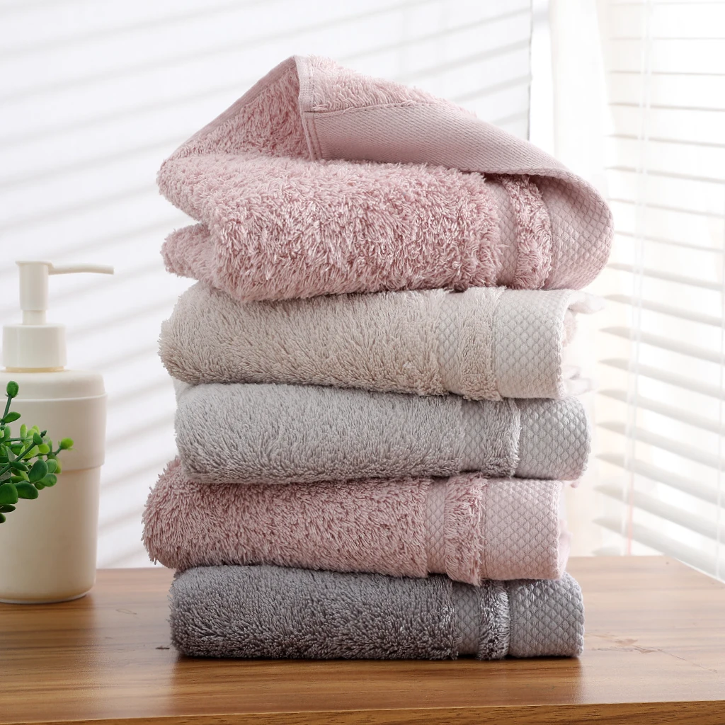 New Design Top Quality Pure Color 100% Soft  combed Cotton Solid Thick face hand towel