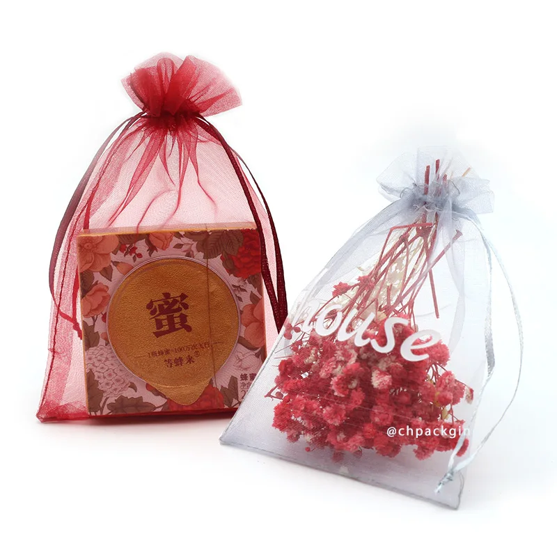 15x20 organza bags wholesale for party Candy Drawstring Bags custom logo organza bags