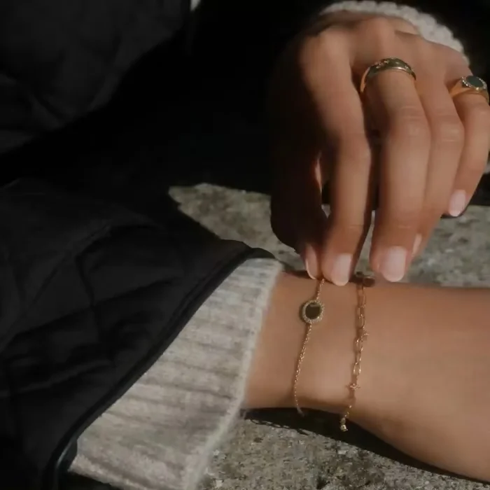 Personalized 925 sterling silver 14k gold zircon oval blank disc custom name bracelet