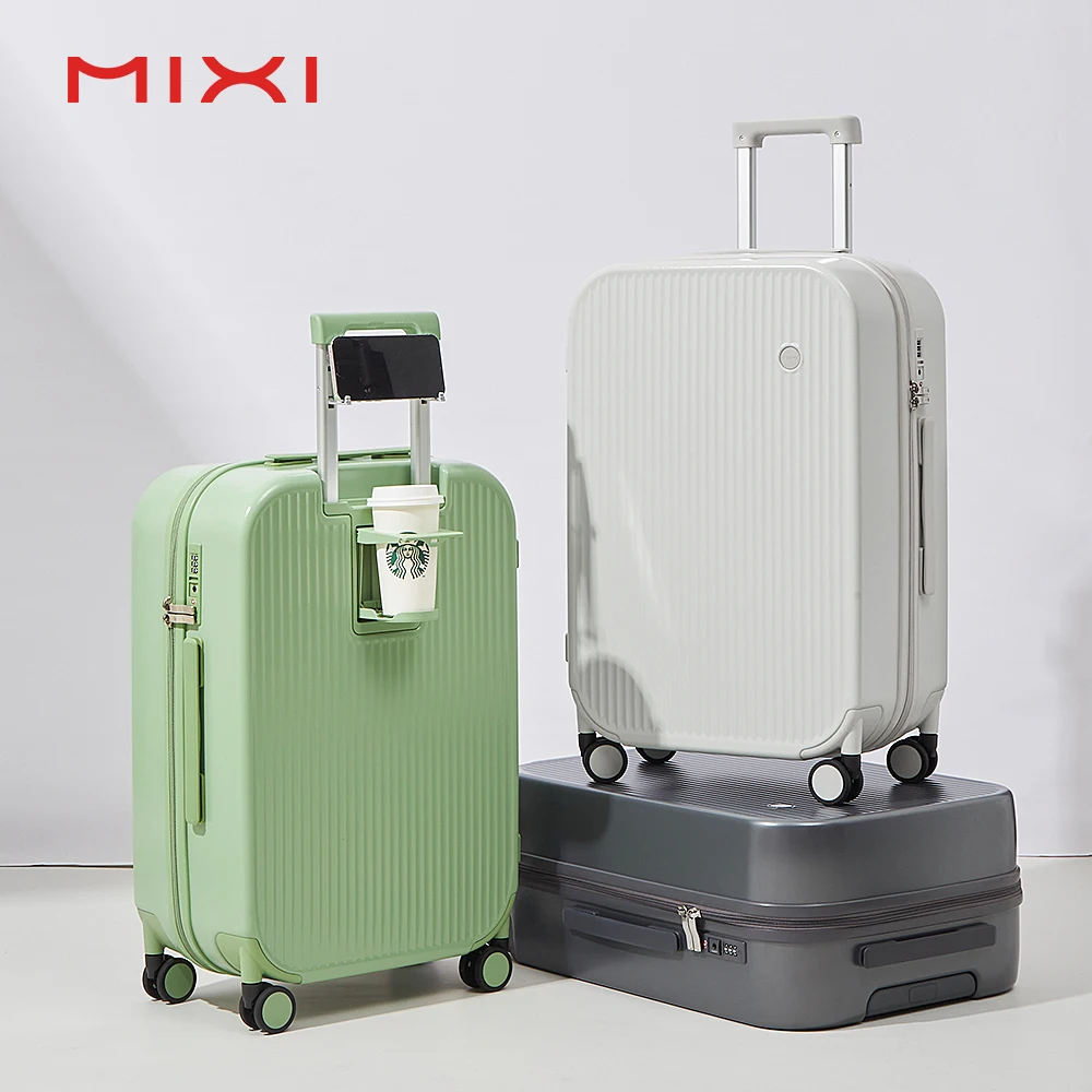 Mixi vintage suitcase maletas de viaje USB charge port aluminum trolley travel PC suitcase luggage sets
