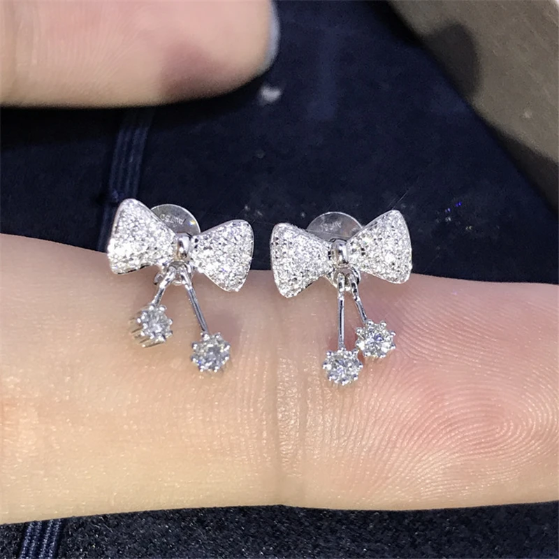 Dropshipping Genuine Stud Earring for Women Pure S925 Needle Diamond Style Jewelry Bizuteria Wedding Gemstone