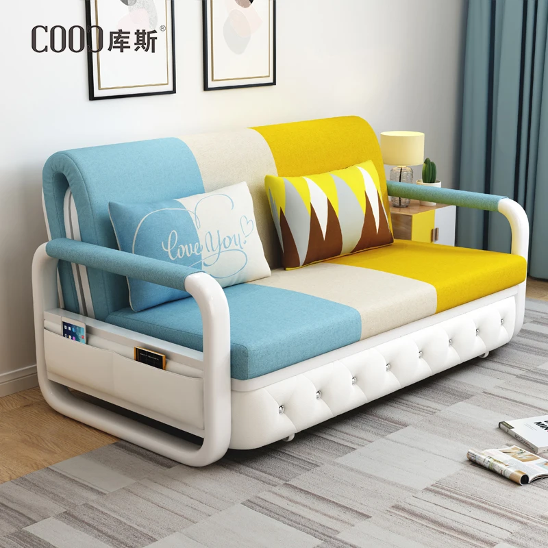 New Arrival divano u bed sofa  Recommend modernism Foldable Small apartment pocket  fancy fabric modern sofas cama