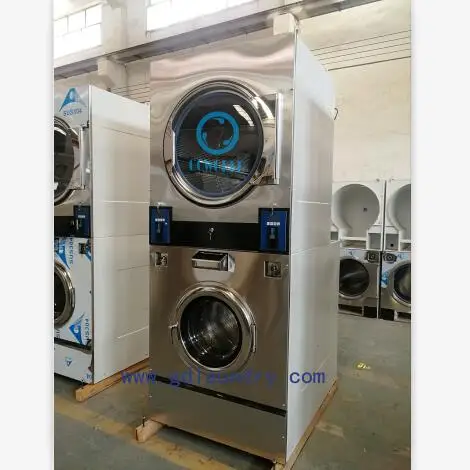 25kg+25kg gas heating laundry equipment-combo washer and dryer machine