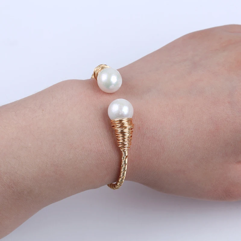 Luxury Design Natural Edison Round Shape Pearl Freshwater Pearl Bracelet
