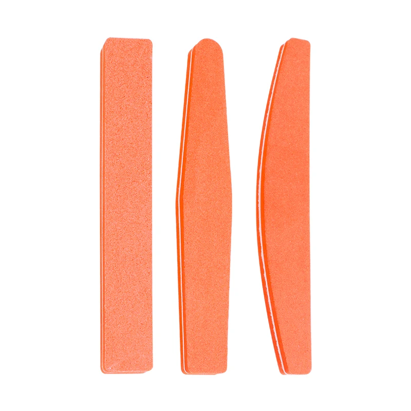 Factory Wholesale Customized Half-Moon Shape Plastic Nail File Double-Sided with Diamond EVA Sponge 100/180 Grit for Salon Use