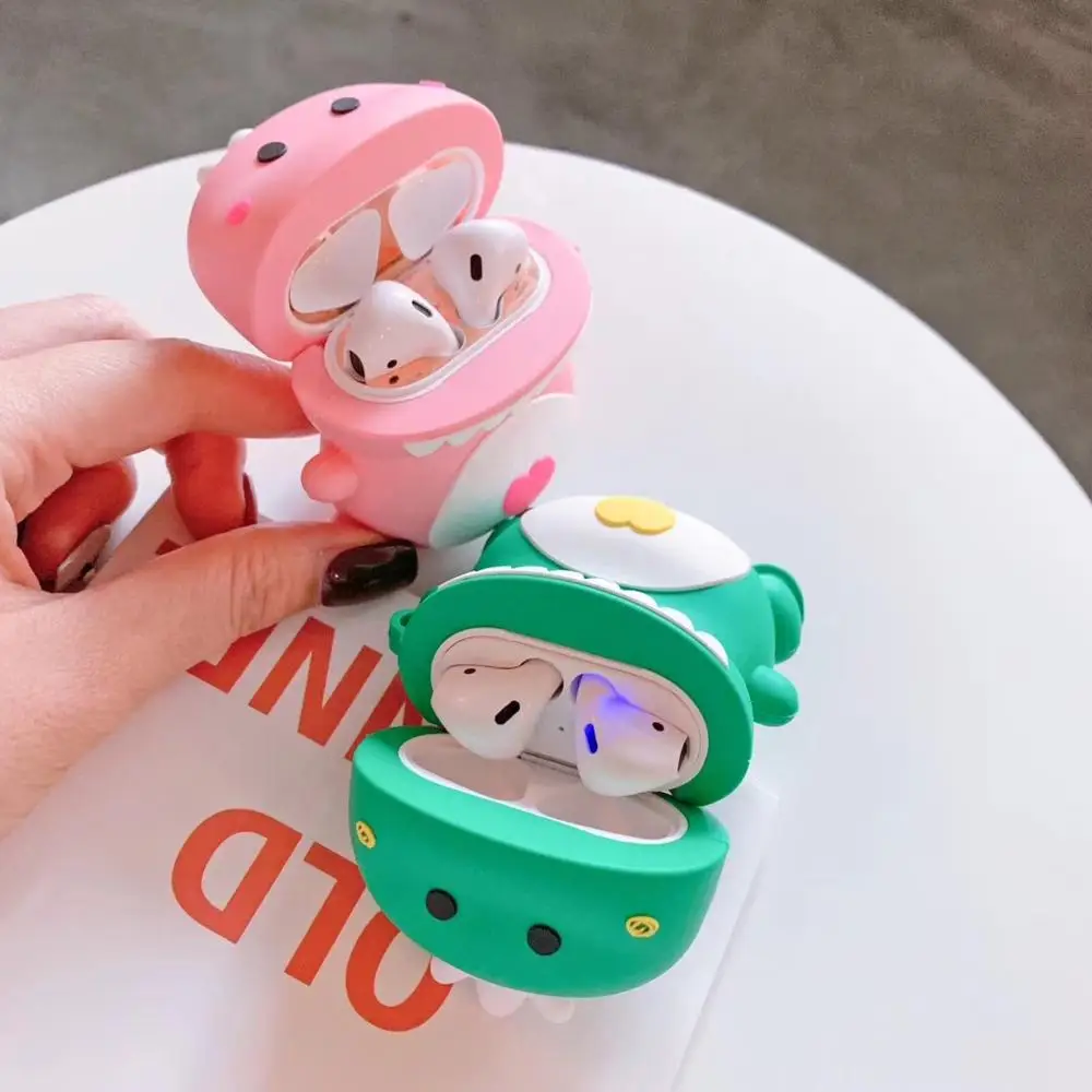Ультратолстый Мягкий силиконовый чехол IVANHOE в виде динозавра для Apple Airpods 1 2 с сумкой и крючком защитная Противоударная