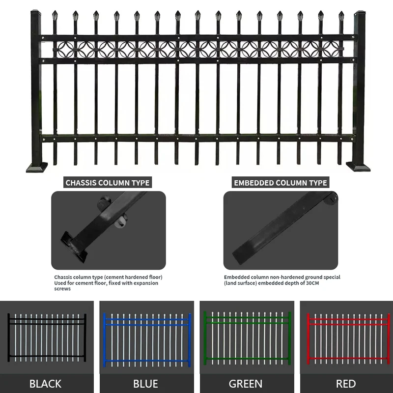 Hot Sale Wrought Iron Security Fence Black Outdoor Decorative Metal Fence Manufactured by China Company Welded Weave Technique