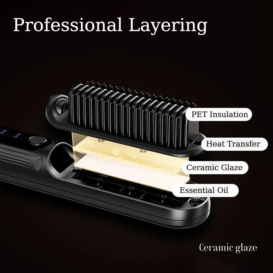 Wireless straightening comb negative ions do not hurt hair curling iron straightener splint dual purpose electric comb fluffy