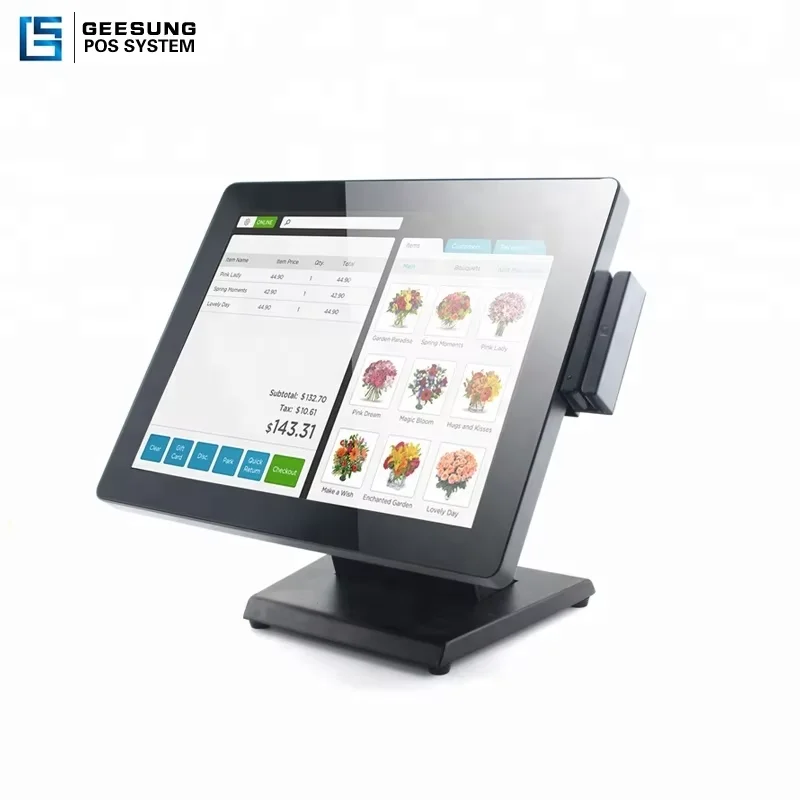 15 inch LED Touch screen Pos cash register equipment all-in-one Pos Terminal System With card reader