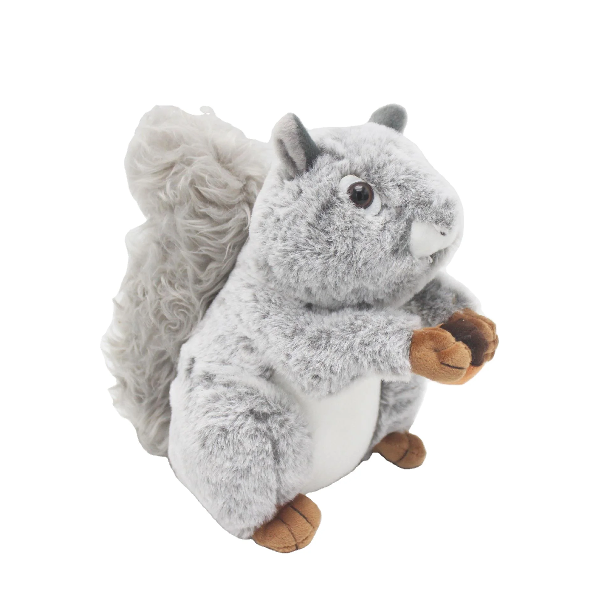 New simulation squirrel plush doll cute mini brown squirrel holding pine nuts plush toy animal stuffy toy wholesale