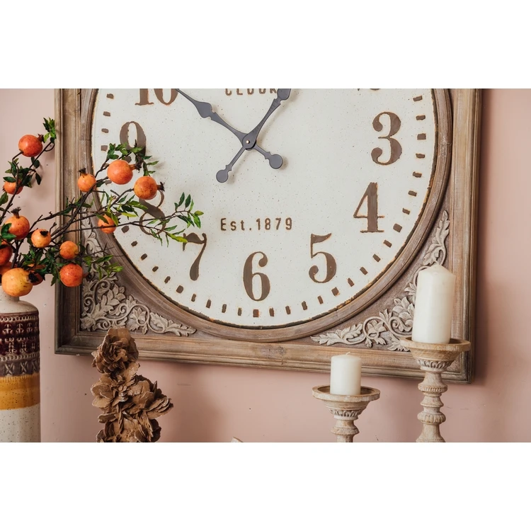 Retro home decoration European style wooden clock custom living room bedroom decoration wall clock
