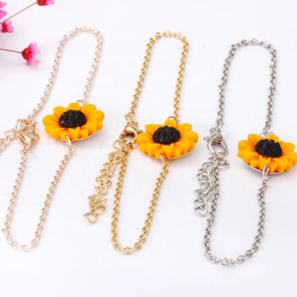 Hot Sale Women 4 pcs Jewelry Set Pearl Sun Flower Rings Earrings and Necklace Set