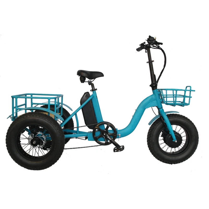 EZREAL Hot Sales 750W Folding Electric Tricycle 3 Wheel 16 Inch Electric Trike E bike Adult Cargo Electric Bike For Delivery