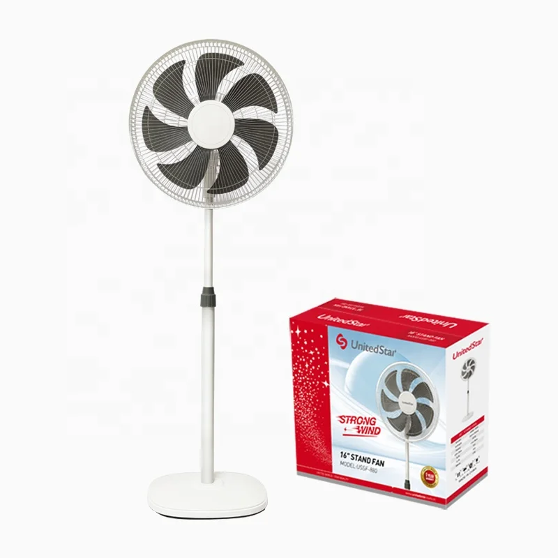 UnitedStar stock 7 air blades pedestal fan floor 16 inch plastic stand fan electric