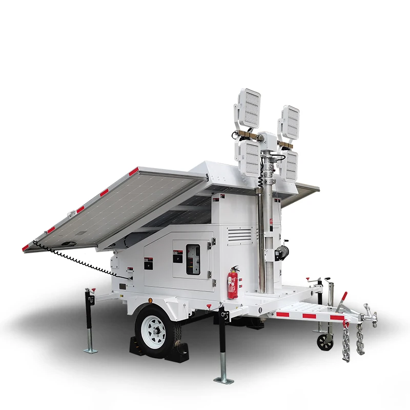 Manual Lifting Light Tower Mobile Trailer Solar Powered Mobile Tower Light