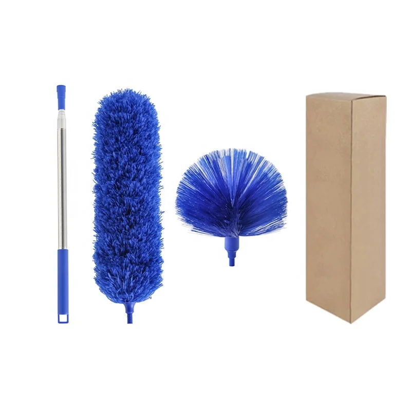 Chenille Blue Microfiber Ceiling Dust Brush Multi-Pole Head Retractable Feather Duster Polyamide Material for Cleaning