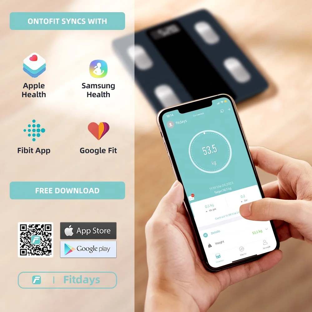 ICOMON 13 Smart Body Fat Scale with App Body Composition Smart Scale for Bathroom Use Measures Weight Other Vital Statistics