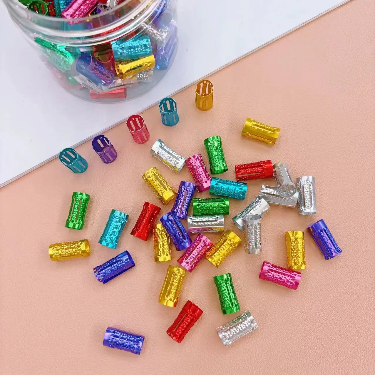 1000Pcs/bag Micro Tube Rings Adjustable Hair Decoration Braid Afro Clip Accessory Hair Braiding Beads For Synthetic Braids Hair