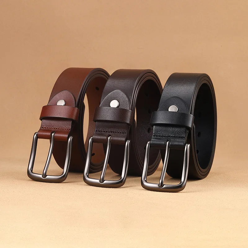 Factory Wholesale Pure Cowhide Leather Belt Leisure Cowhide Leather Belt Head Layer Cowhide Single Layer Handmade Belt For Men
