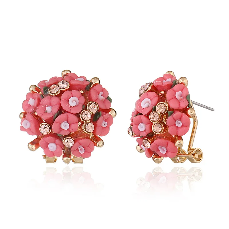 Manufacture Wholesale Jewelry Cute Ceramic Stud Earrings Korean Earrings Whole Ear Clips Ceramic Flower Earrings
