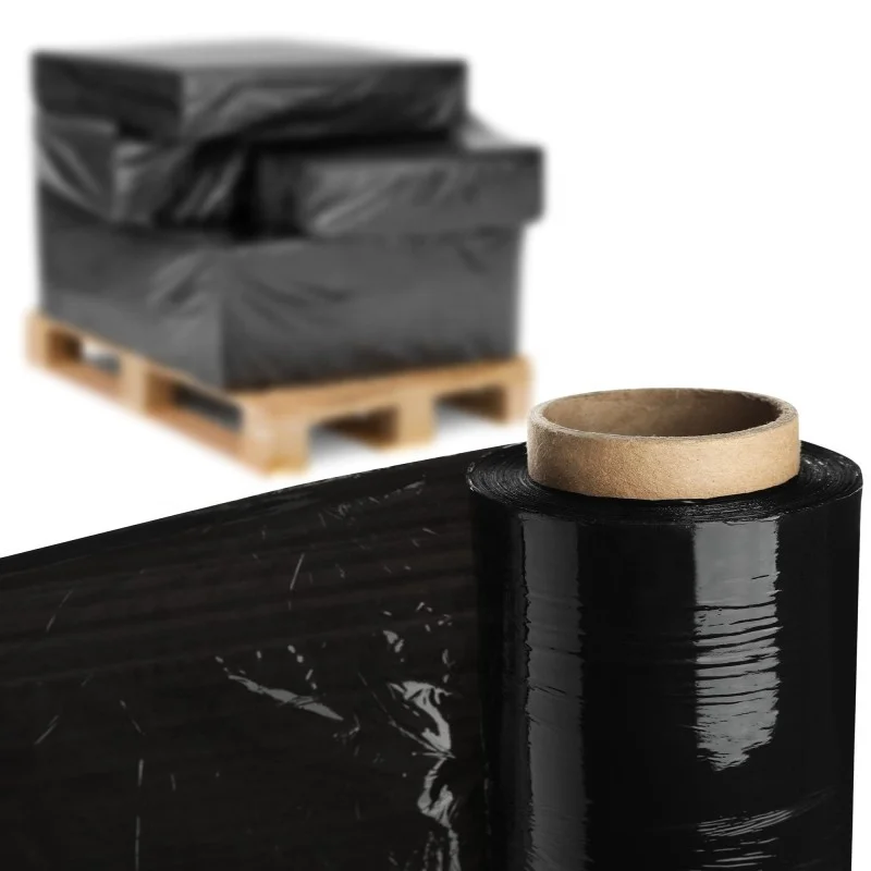 50cm Black PE Stretch Film 20mic Hardness Soft Casting Moisture-Proof Opaque Transparency Wrapping Film for Pallet Wrapping