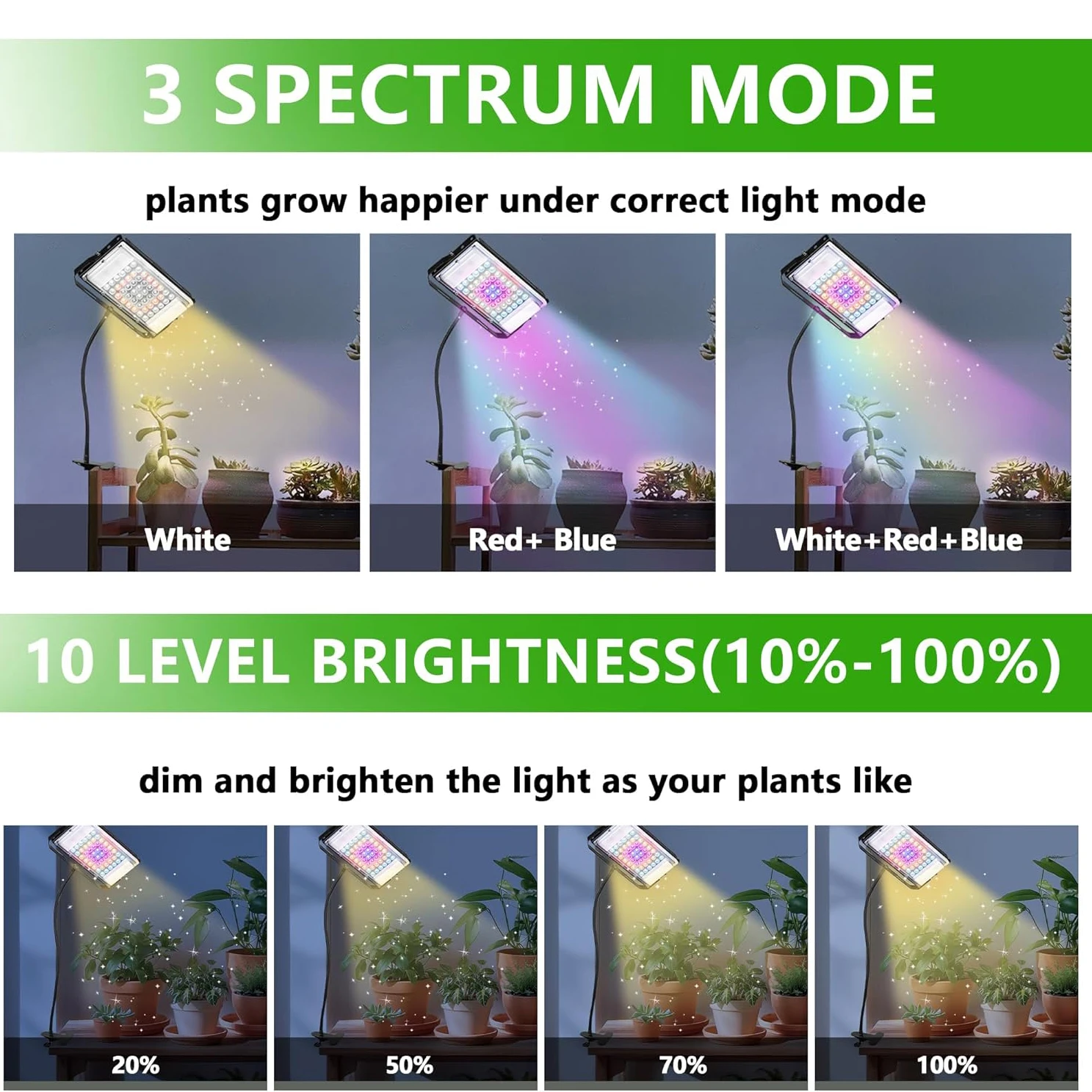 Auto On & Off Timer Table Top Stand Grow Lamp UV IR Full Spectrum Plant Light for Hydroponic Indoor Plants