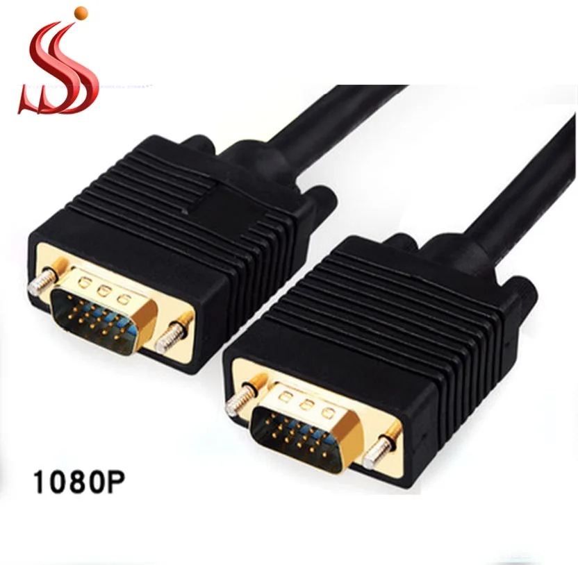 15 pin Gold connector male to male VGA cable 1.5M 3+4/3+6 15pin  For Computer Projector