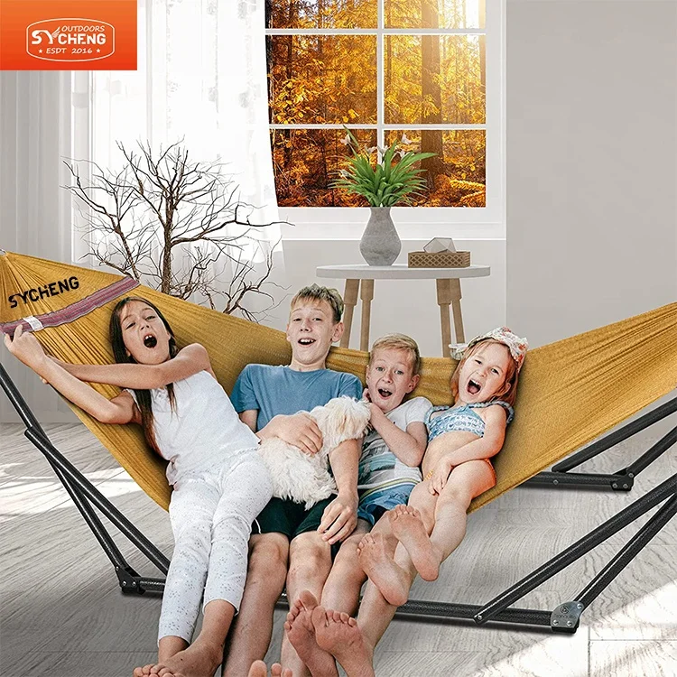 Складной гамак с подставкой, двойная подставка для кемпинга, уличная кровать-качели, двойное кресло-гамак с сумкой для хранения