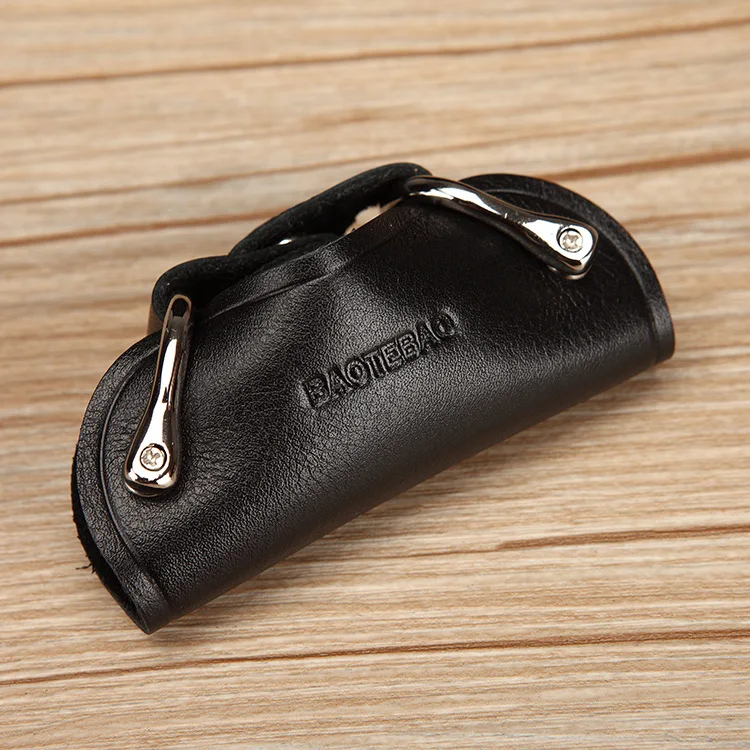 1 PC Portable Leather Housekeeper Holders Key Case Holder Bag Unisex Wallet Cover Simple Solid Color