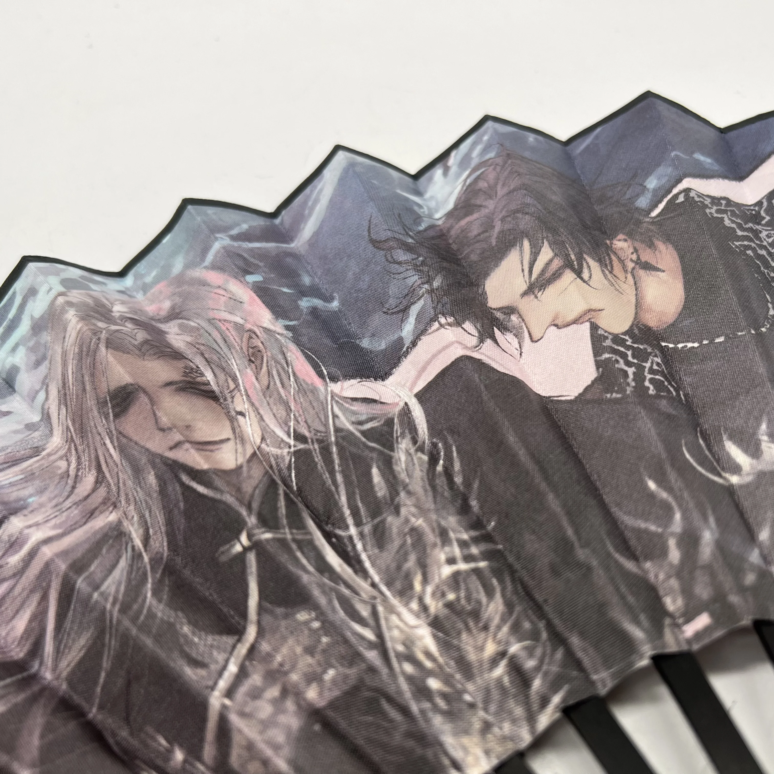 BSBH 26.7cm high quality custom anime flower bamboo hand fan two side printing silk folding hand fan