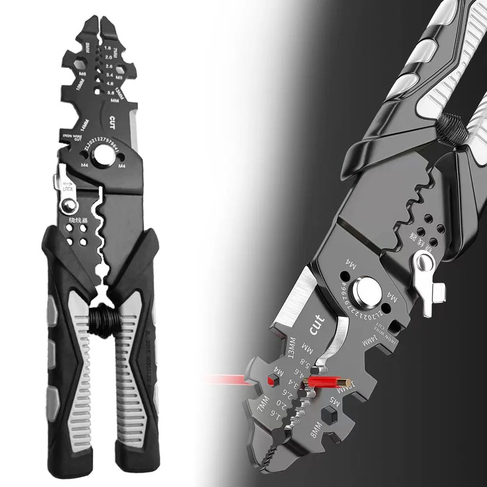 25 In 1 Multifunctional Electrician Pliers Long Nose Pliers Wire Stripper Cable Cutter Terminal Crimping Hand Tools
