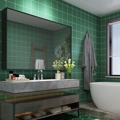 Living Room Use Plastic Product Use Plaid Dark Green Waterproof Wall Decor 3D Wall Mural Texture Easily Sticky Wall Decor