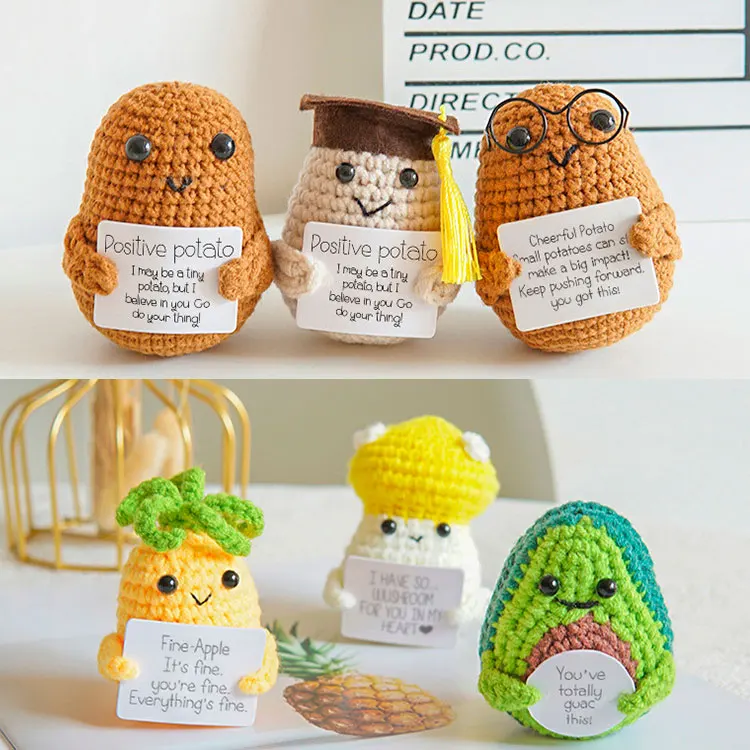 Crochet Positive Potato Personalized Crochet Home Decor Unique Handmade Gifts for Birthday Gift Cute Crochet Potato Ornaments