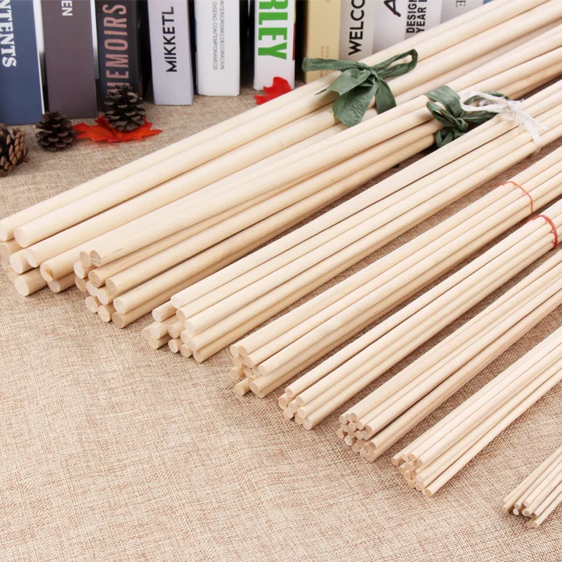 Biodegradable dia 6mm round birch wood bamboo popsicle ice lolly stick wooden ice cream sticks for Kulfi