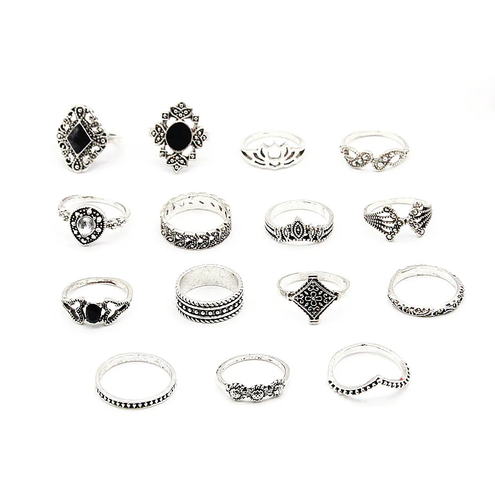 Lateefah OEM Anillos Diamond Wedding Wholesale Women Fashion Retro Finger Rings Set Ring